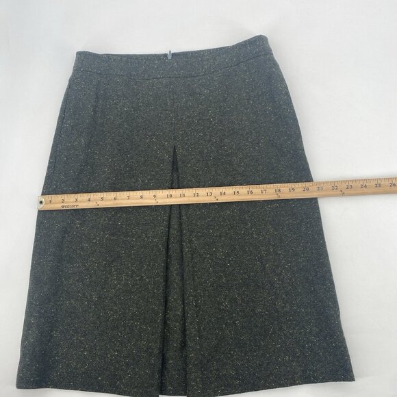 THEORY Size 10 Green Speckled Dots Wool Pleated A-LINE Skirt Pockets VTG Y2K - Picture 9 of 10